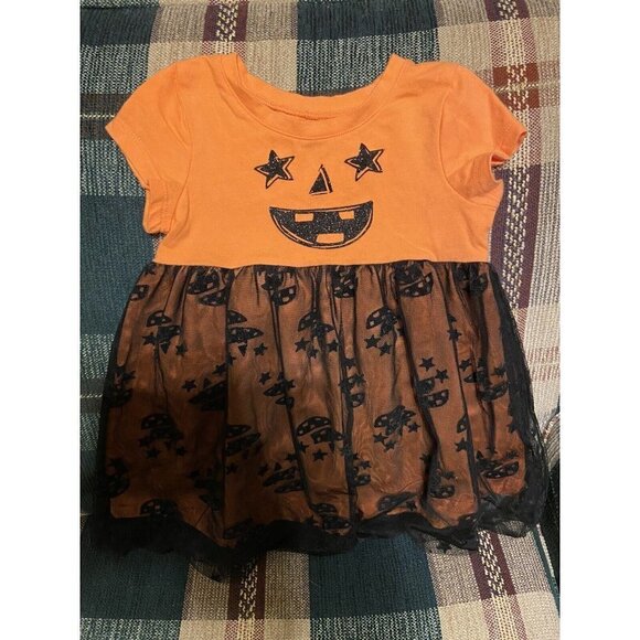 3 for $15 💜 𝅺LIGHTNING BUG BABY Girls Size 24 Months HALLOWEEN PUMPKIN Dress - Picture 1 of 6